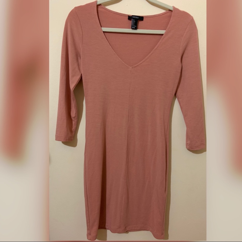 Forever 21 Fitted Dress with Mid-length Sleeves